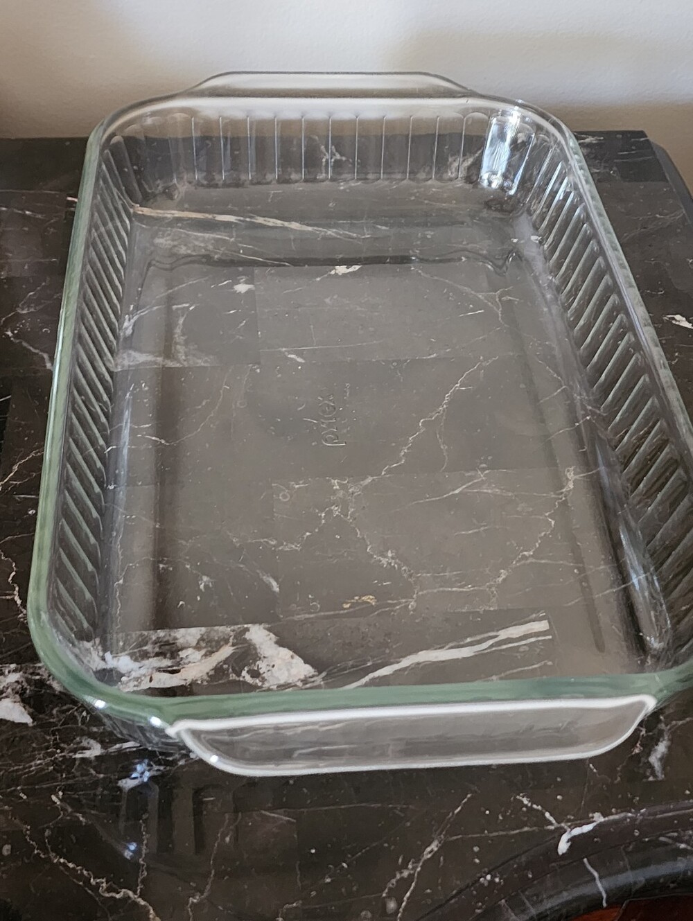 Vintage Pyrex Large Ribbed Baking Pan 213-S Clear Glass 13 X 9 X 2 / 3 Quarts